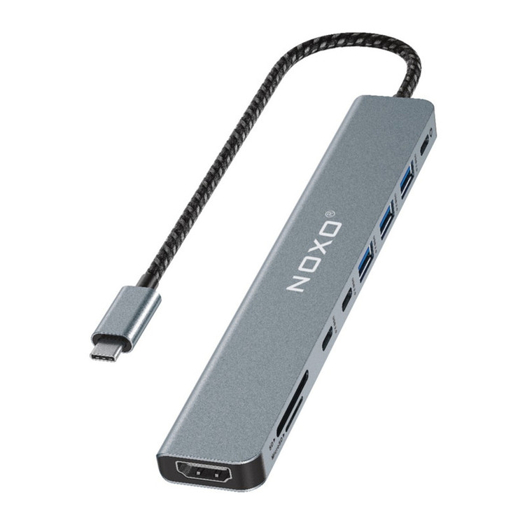 هاب 9 پورت USB-C نوکسو مدل HUB-N1 9in1 با پشتیبانی شارژ PD 100 وات، HDMI 4K، USB 3.0 و کارتخوان SD/TF