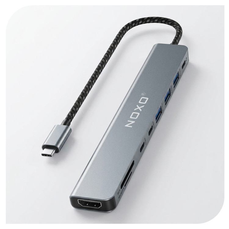 هاب 9 پورت USB-C نوکسو مدل HUB-N1 9in1 با پشتیبانی شارژ PD 100 وات، HDMI 4K، USB 3.0 و کارتخوان SD/TF