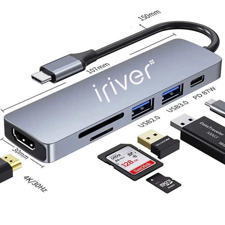 هاب و کارت خوان 5 پورت USB-C آیریور مدل TC2-4K
