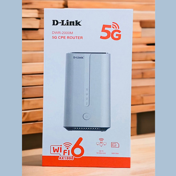 مودم روتر 5G دی-لینک مدل DI-LINK 2000M با پشتیبانی از Wi-Fi 6 AX1800، سرعت دانلود 4.6 گیگابیت، اتصال همزمان 64 کاربر، پورت گیگابیتی WAN/LAN، درگاه تلفن RJ11 و USB Type-C، امنیت WPA3 و پوشش دو بانده 2.4 و 5 گیگاهرتز