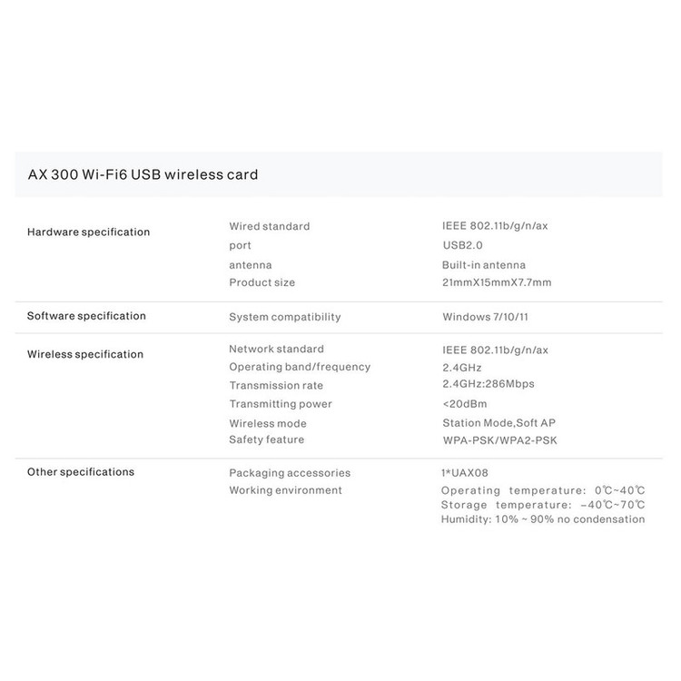 USB کارت شبکه مدل UAX08D WiFi6