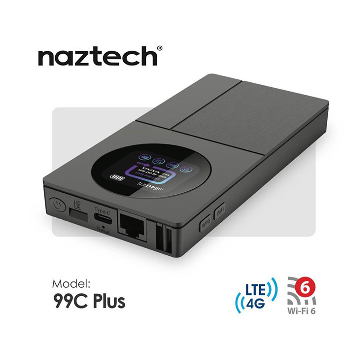 مودم همراه 4.5G نزتک مدل99C PLUS با آنتن داخلی، درگاه USB Type-C، اتصال باسیم و بیسیم و پشتیبانی از 10 کاربر
