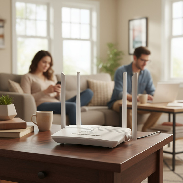 مودم روتر سیمکارتی 4G LTE اسفیورد مدل T843 با 4 پورت شبکه، وایفای نسل 6 و پشتیبانی همزمان از 20 کاربر