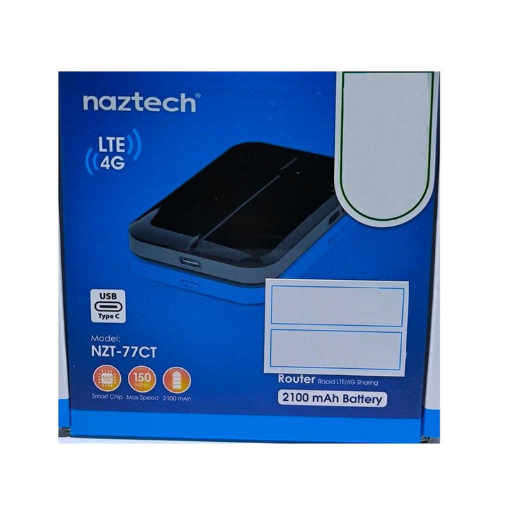 مودم 4G LTE قابل حمل نزتک مدل NZT-77CT با باتری 2100 میلیآمپر، پشتیبانی از 10 کاربر همزمان، آنتن داخلی، پورت USB Type-C و شیار سیم کارت میکرو