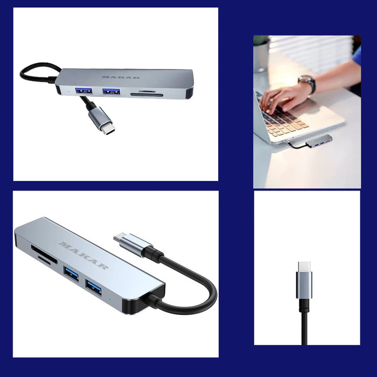 هاب و کارت خوان 5 پورت USB-C ماکار مدل 5in1 MK-HU235-C