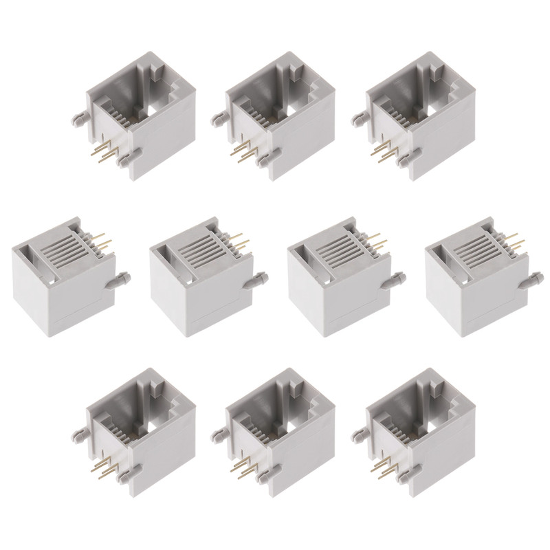 کانکتور 1 به 2 مادگی تلفن مدل 6P4C-RJ11-Right.Angle بسته 10 عددی