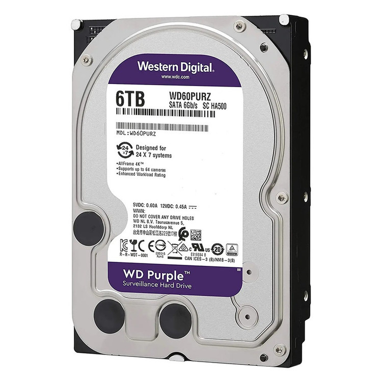 هارد دیسک اینترنال وسترن دیجیتال با رابط SATA 3.0 مدل WD 6TB Purple 256MB SATA 6Gb/s ظرفیت 6 ترابایت